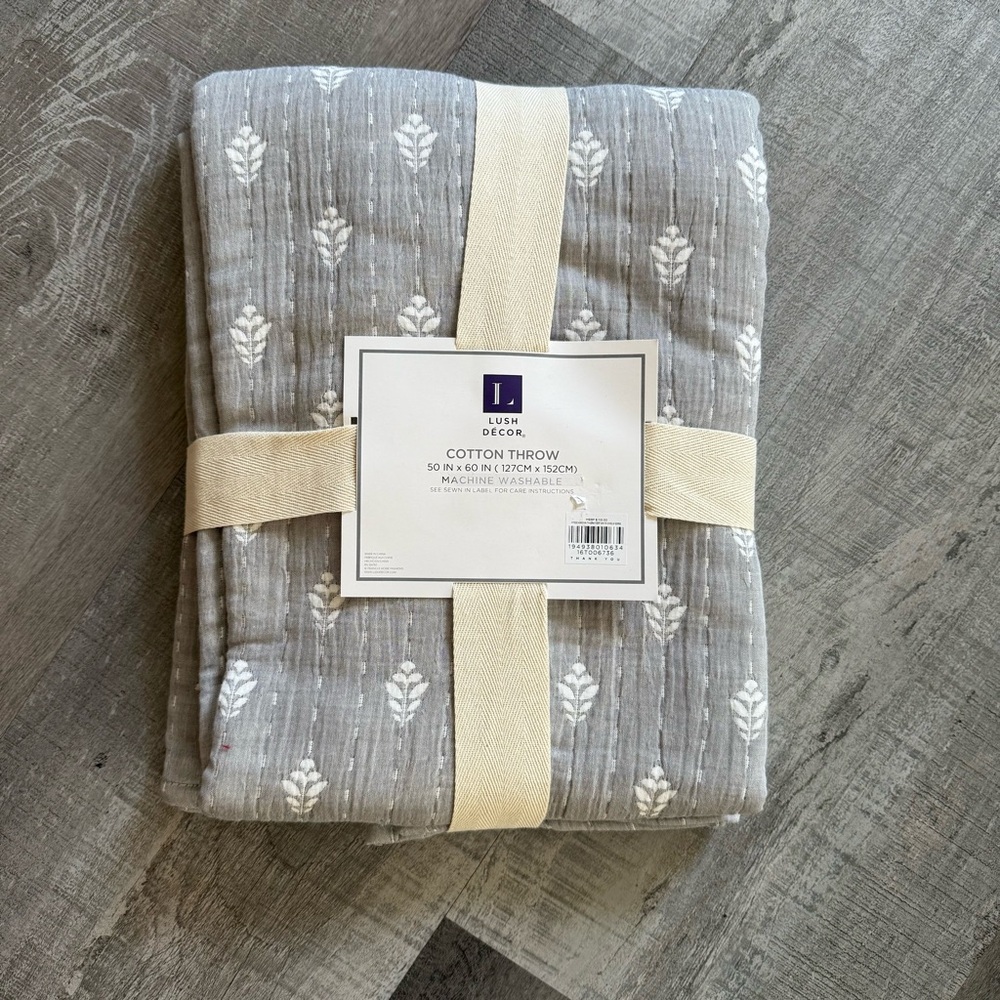 Lush Decor | NWT Soft Gray Cotton Throw